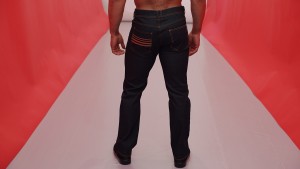 Dark indigo 4-stripe jean.