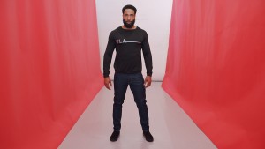 Black ULA l/s tee. Medium indigo Street jean.